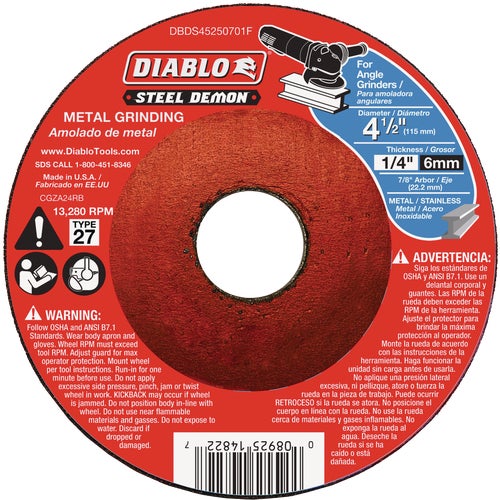 DBDS45250701F Diablo Steel Demon Type 27 Cut-Off Wheel