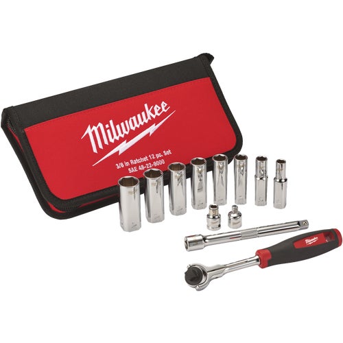 48-22-9000 Milwaukee 12-Piece 3/8 In. Standard Ratchet & Socket Set