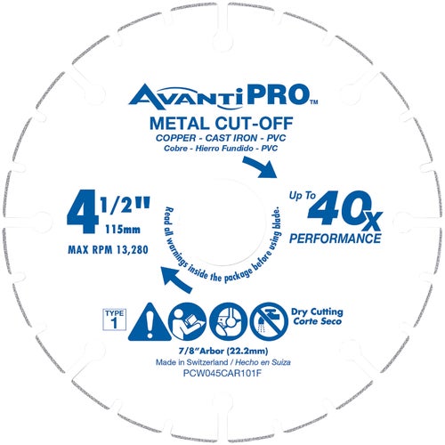 PCW045CAR101F AvantiPRO Type 1 Carbide Cut-Off Wheel