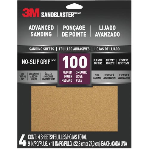 20100-G-4 3M SandBlaster No-Slip Grip Backing Sandpaper, 11 In. x 9 In.