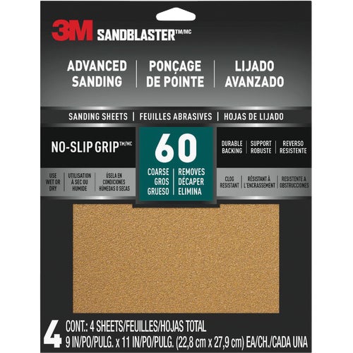 20060-G-4 3M SandBlaster No-Slip Grip Backing Sandpaper, 11 In. x 9 In.