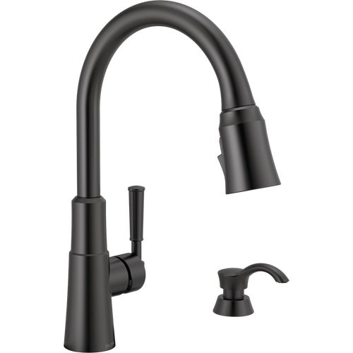 19791Z-BLSD-DST Delta Valo Single Handle Pull-Down Kitchen Faucet with Soap Dispenser