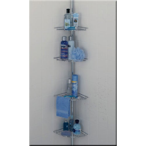 2156SS Zenith 4-Shelf Tension Pole Corner Shower Caddy