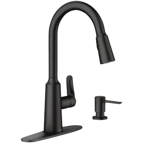 87028BL Moen Edwyn Single Handle Pull-Down Kitchen Faucet with Soap Dispenser