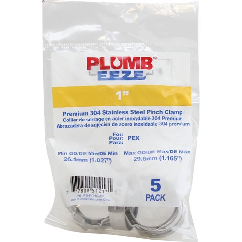 PE-PS-PC10-05 Plumbeeze Stainless Steel PEX Clinch Clamps