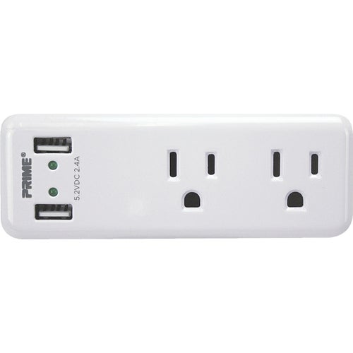 PBUSB242 Prime Wire & Cable 2-Outlet Space Saving USB Charger