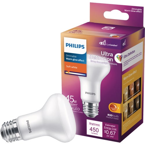 576496 Philips Warm Glow Ultra Definition R20 Medium LED Floodlight Light Bulb