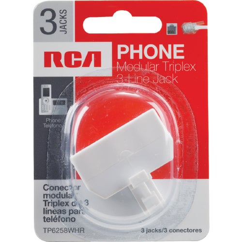 TP6258WHR RCA 3-Line Phone Splitter Adapter