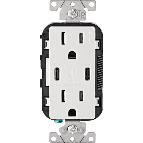 R02-T5635-0BW Leviton Tamper-Resistant Dual Type C USB Charging Outlet