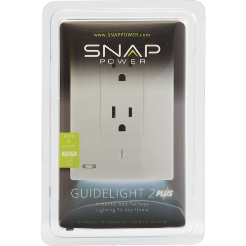 O1GL-CWH-SP20 SnapPower GuideLight 2 PLUS Outlet Wall Plate