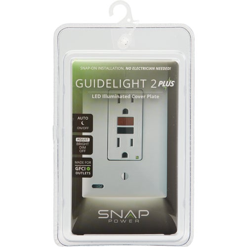 O1GL-FWH-SP1 SnapPower GuideLight 2 PLUS Outlet Wall Plate