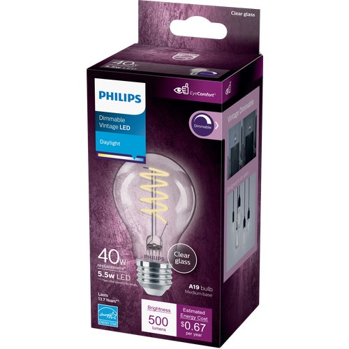 565770 Philips Dimmable Vintage LED A19 Light Bulb