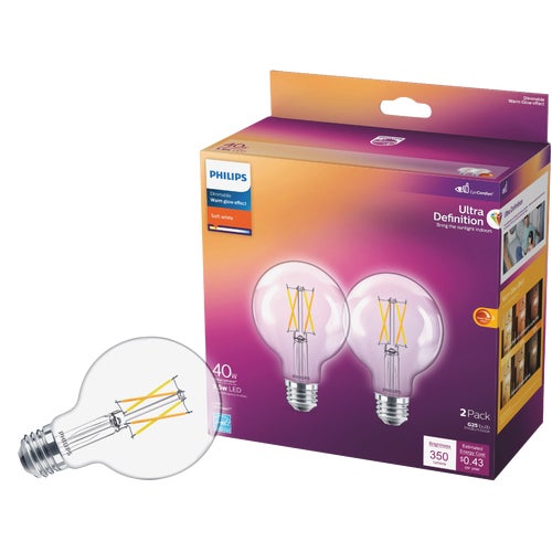 573345 Philips Warm Glow G25 Medium LED Decorative Globe Light Bulb