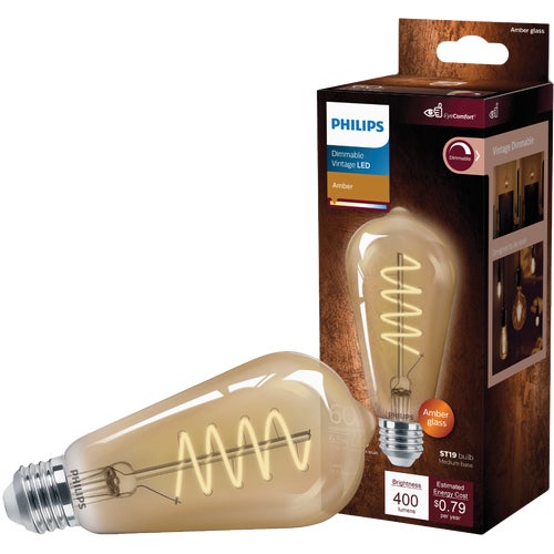 565622 Philips Vintage ST19 Amber Spiral LED Decorative Light Bulb