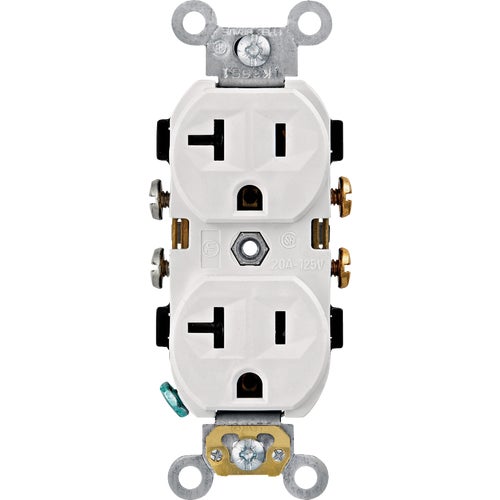 R62-CBR20-00W Leviton 20A Commercial Duplex Outlet