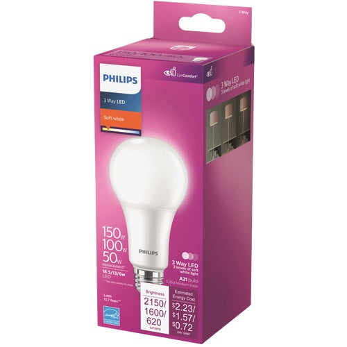 571521 Philips A21 Medium 3-Way LED Light Bulb