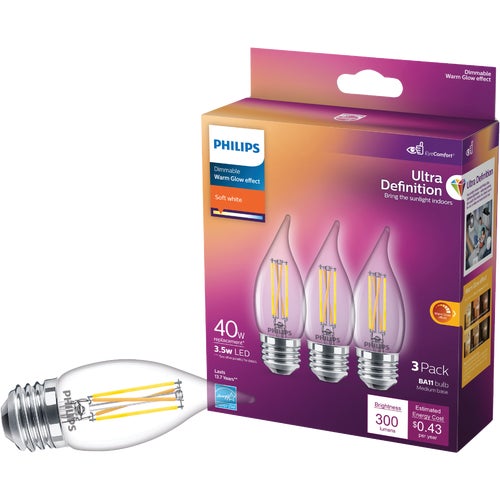 566679 Philips Ultra Definition BA11 Medium LED Decorative Light Bulb