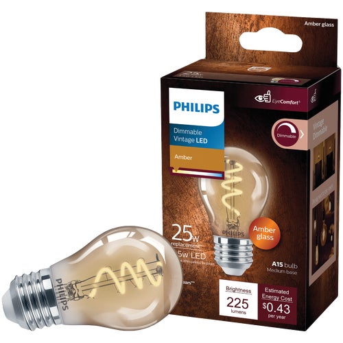 565655 Philips EyeComfort Dimmable Vintage LED A15 Light Bulb