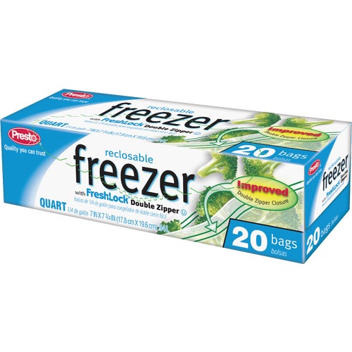 C003710S Presto Reclosable Double Zipper Freezer Bag