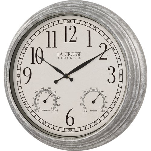 433-3236 La Crosse Clock Co. Silas Indoor/Outdoor Wall Clock Hygrometer & Thermometer