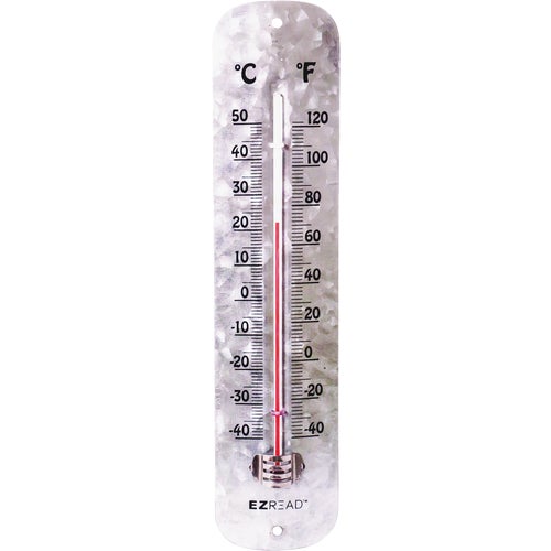 840-0090 EZRead Antique Aluminum Metal Indoor & Outdoor Thermometer