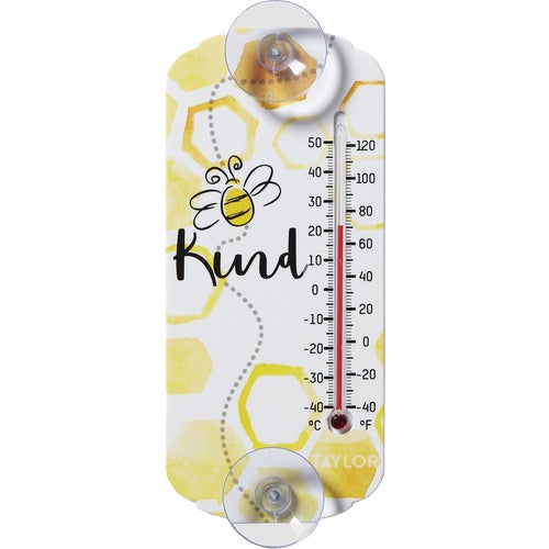 5312136 Taylor Bee Kind Suction Cup Indoor & Outdoor Thermometer