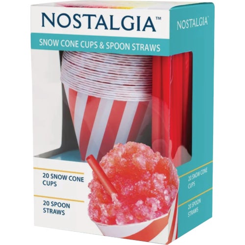 SCSTRAWCUP20 Nostalgia Snow Cone Straws & Cups