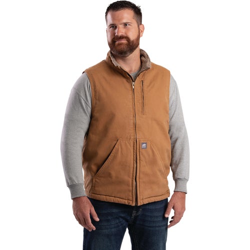 V818BDR400 Berne Mens Sherpa-Lined Duck Vest