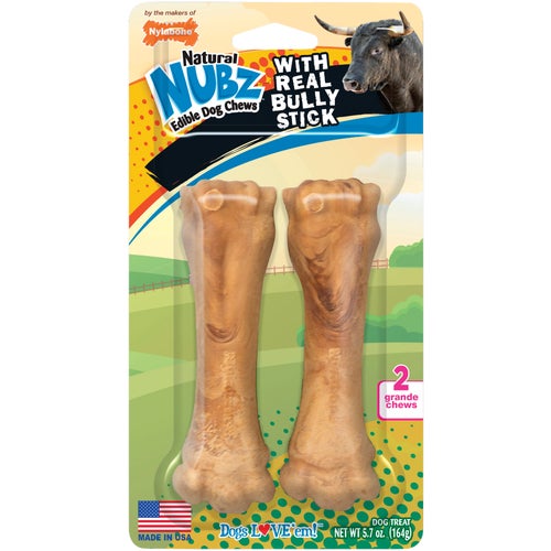 NEBSB204TPW Nylabone Natural Nubz Bully Stick Dog Treat Chew