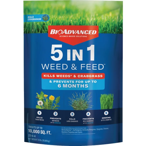 704865H BioAdvanced 5-In-1 Weed & Feed Lawn Fertilizer with Weed Killer