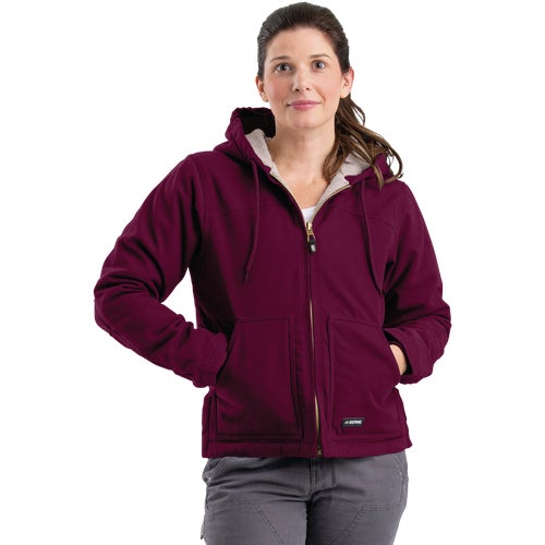 WHJ43PLMR360 Berne Womens Sherpa-Lined Softstone Duck Hooded Jacket