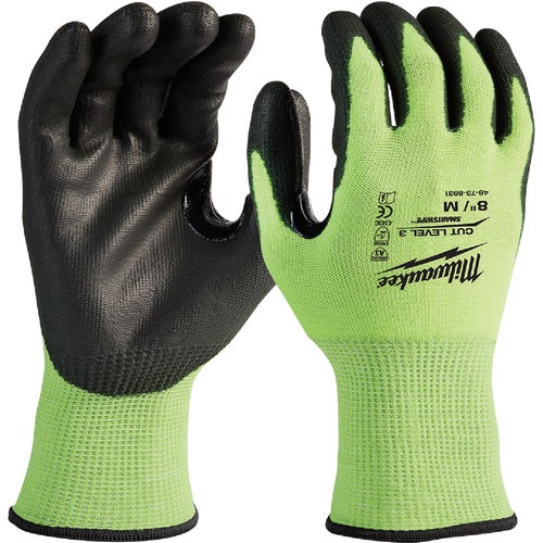 48-73-8931 Milwaukee High Vis Polyurethane Coated Cut Level 3 Work Glove