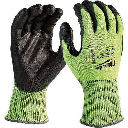 48-73-8941 Milwaukee High Vis Polyurethane Coated Cut Level 4 Work Glove