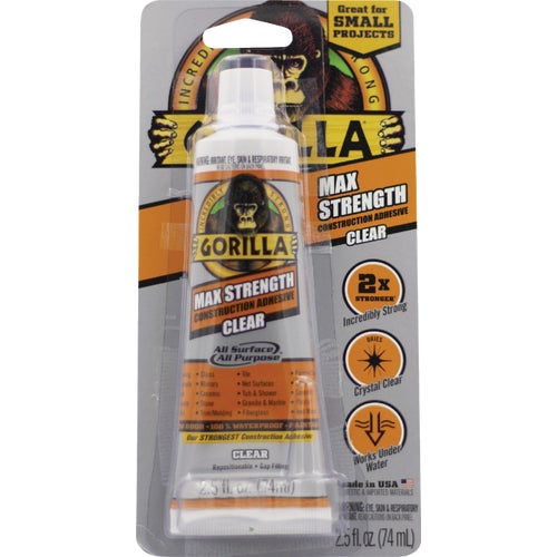 105045 Gorilla Clear Max Strength Construction Adhesive