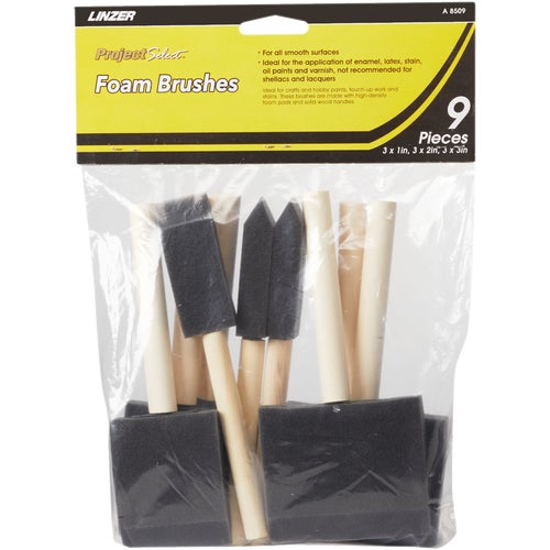 A 8509 Linzer Project Select 9-Piece Multi-Pack Foam Brush Set