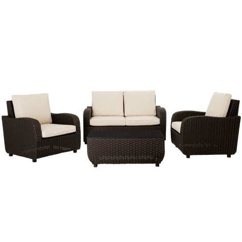 QBC1001 Outdoor Expressions 4-Piece Rattan Chat Set