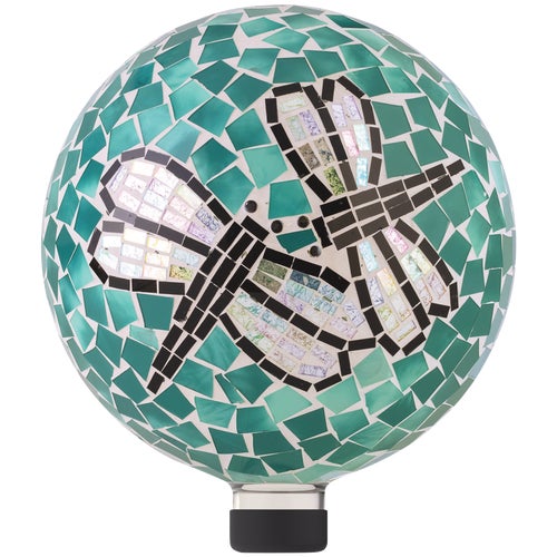 HMD194 Alpine Mosaic Dragonfly Duo Glass Gazing Globe