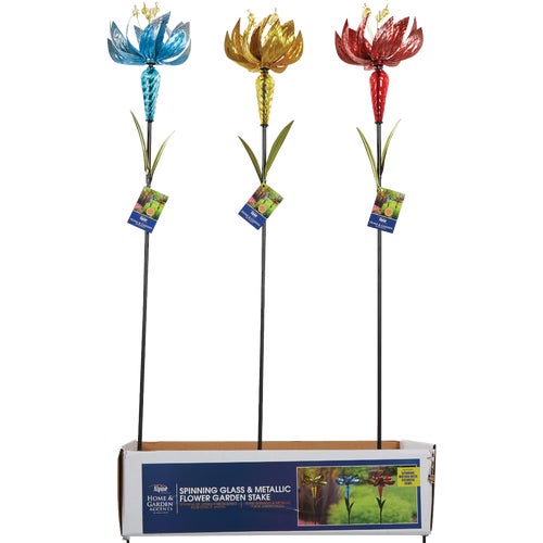 LJJ1124A Alpine Spinning Flower Garden Stake Lawn Ornament