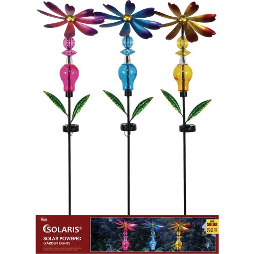 LJJ1120A Alpine Bejeweled Spinning Floral Solar Stake Light