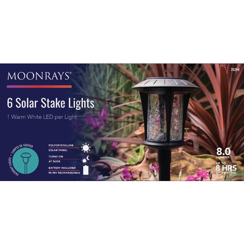 26244 Moonrays Crackle Glass Solar Stake Light Set