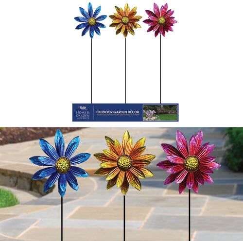 LJJ1144A Alpine Floral Wind Spinner Garden Stake