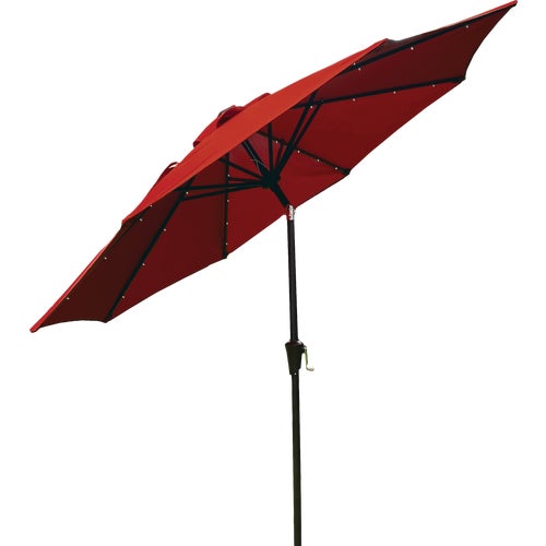 TJAUL-009R-R Outdoor Expressions 9 Ft. Patio Umbrella with LED Solar Lights