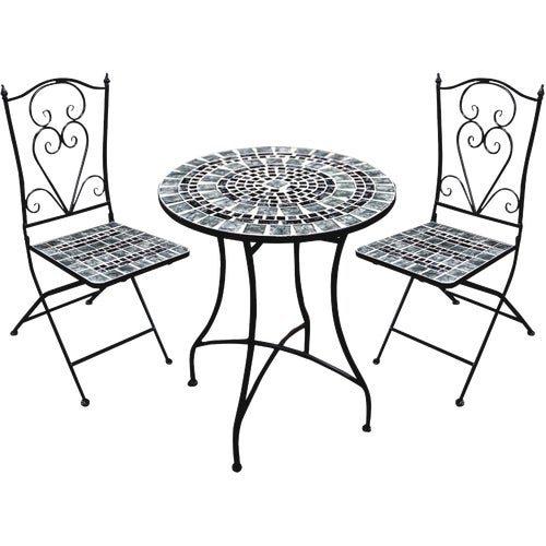 MJK112A Alpine 3-Piece Marbled Glass Bistro Set