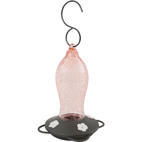 AGF1 Natures Way Blush Crackle Glass Hummingbird Feeder