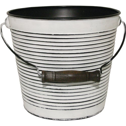 MPT01758 Robert Allen Vintage Banded Metal Planter