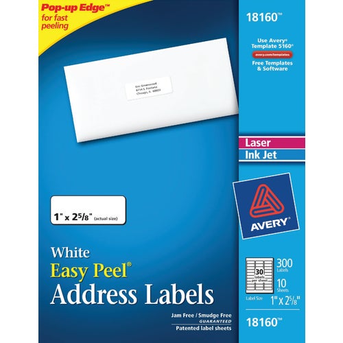 18160 Avery Products Inkjet White Mailing Labels